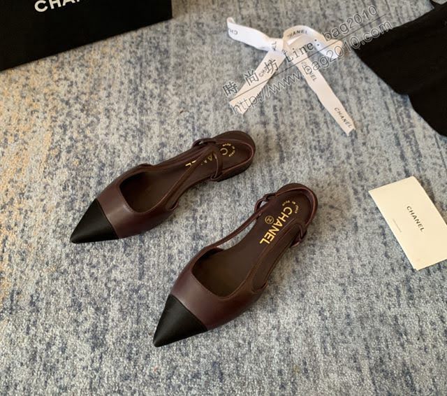 Chanel女鞋 香奈兒2020Cruise新款 小香單鞋 Chanel羊皮後空涼鞋  naq1125